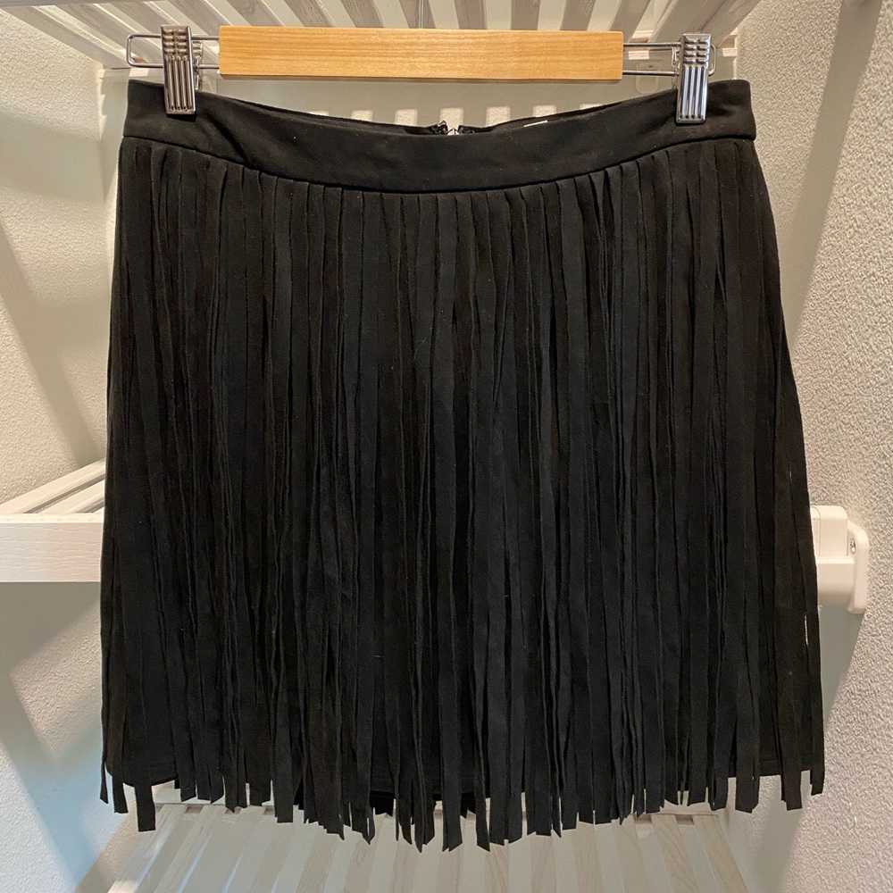 Suede tassel skirt